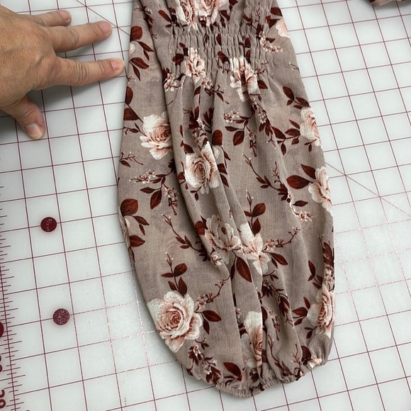 AMERICAN EAGLE Peasant Blush Pink/Wine Floral Smock Long SLV Boho/Cottage Top L - Picture 6 of 16